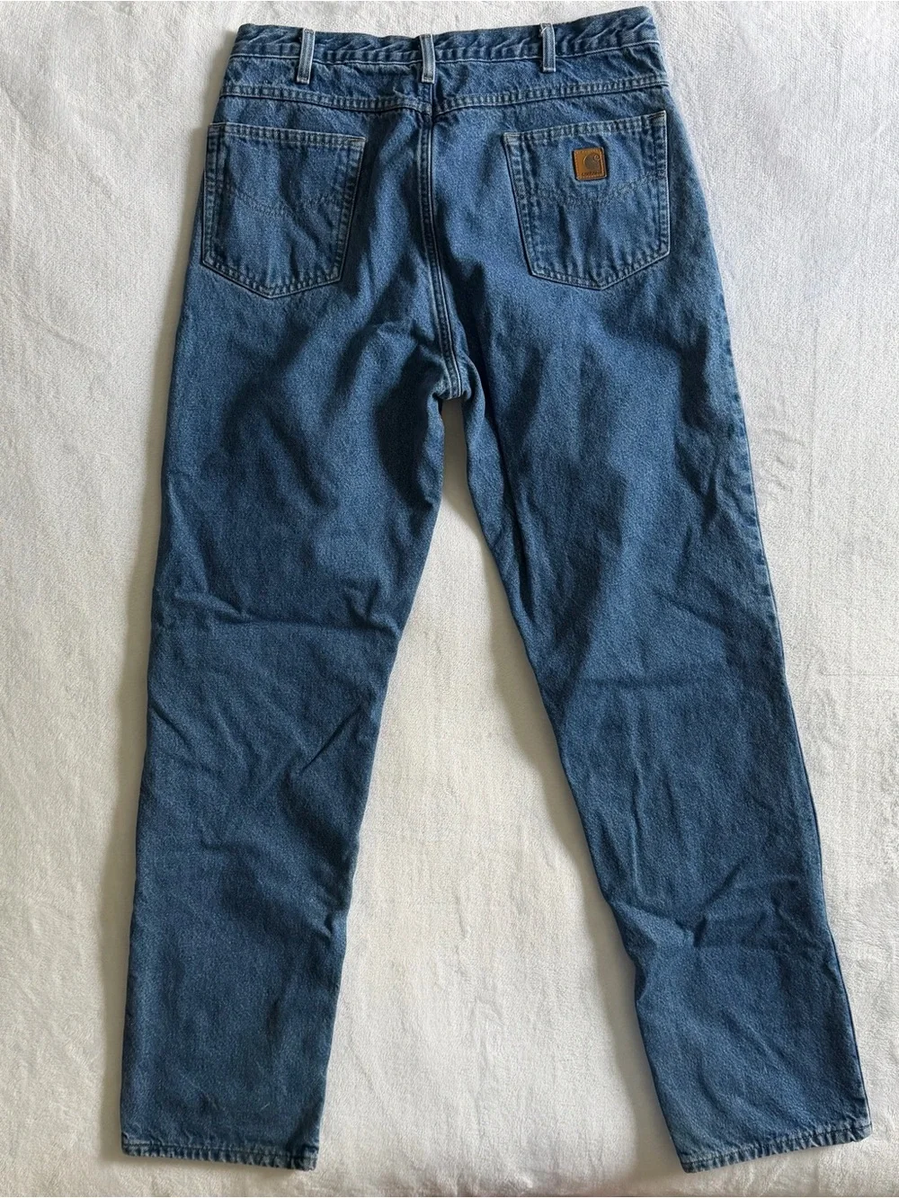 Carhartt Blue Flannel Lined Jeans Men's 36x36 High Rise Straight Workwear Warm